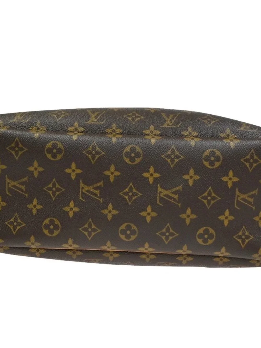 LOUIS VUITTON LV Logo Deauville Hand Bag Monogram Leather Brown
